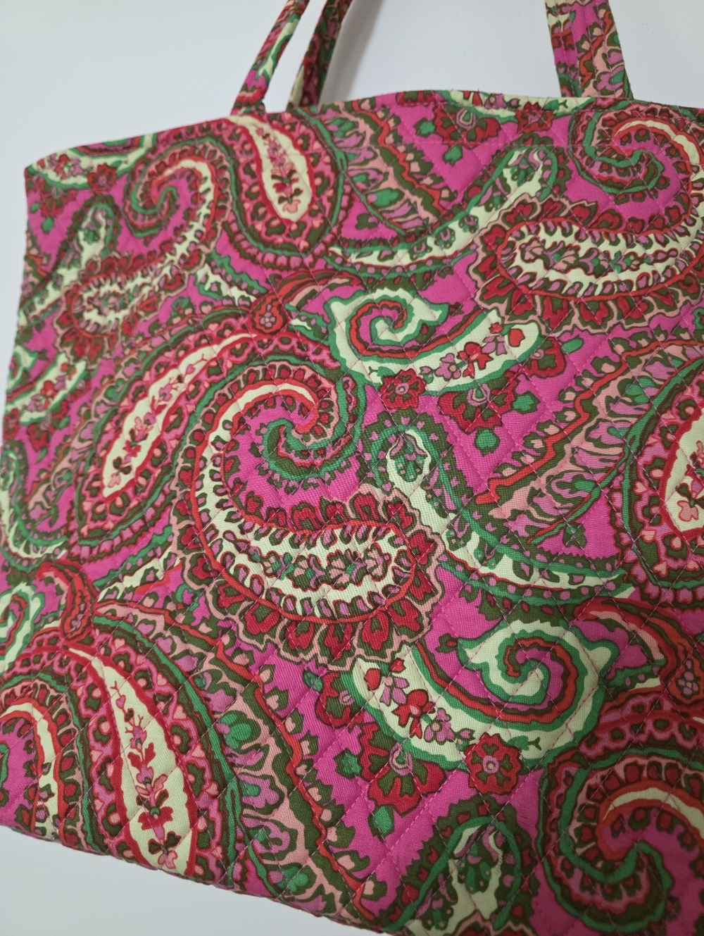 Vera Bradley Capri Pink Paisley Cotton Essential Grand Tote Travel Work Vacation